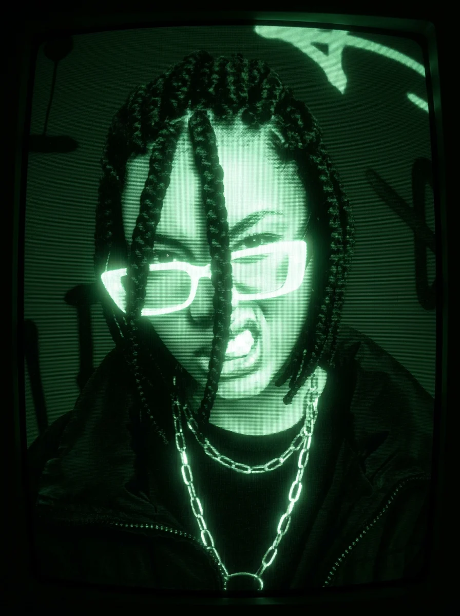 The CRT effect: green phosphor, scanlines and shadows crushed to black