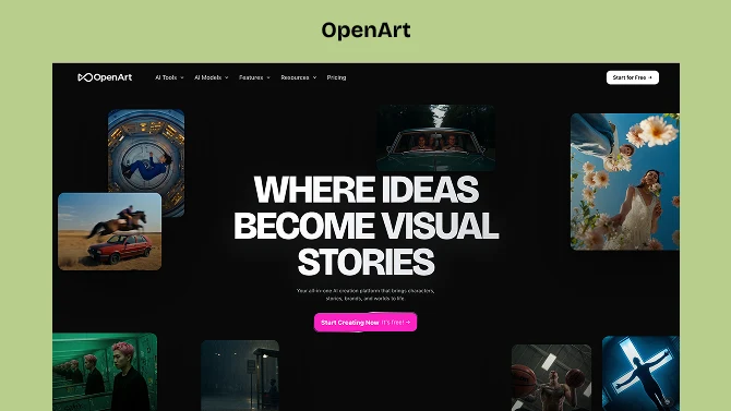 OpenArt — a community gallery with the prompt and its settings exposed