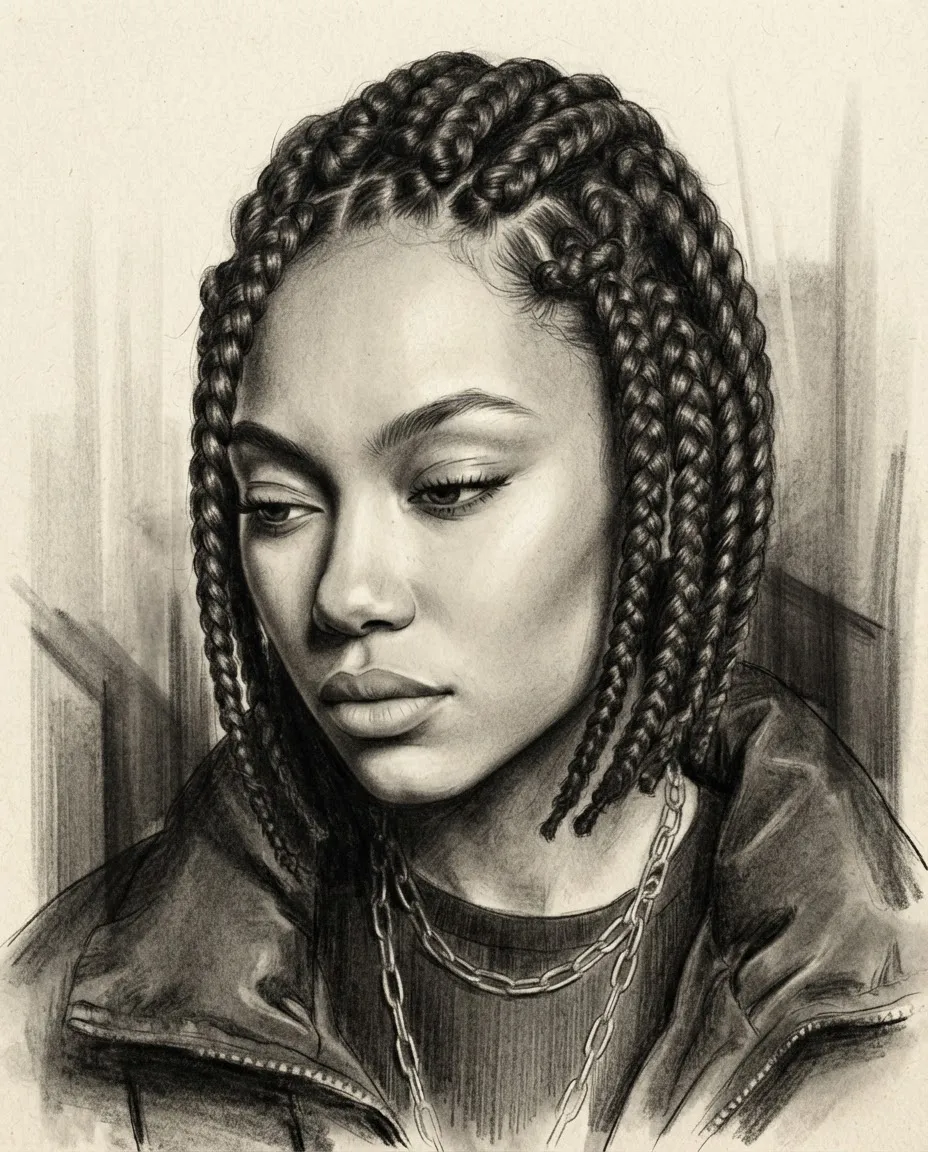 Charcoal chiaroscuro portrait — AI prompt result (after)