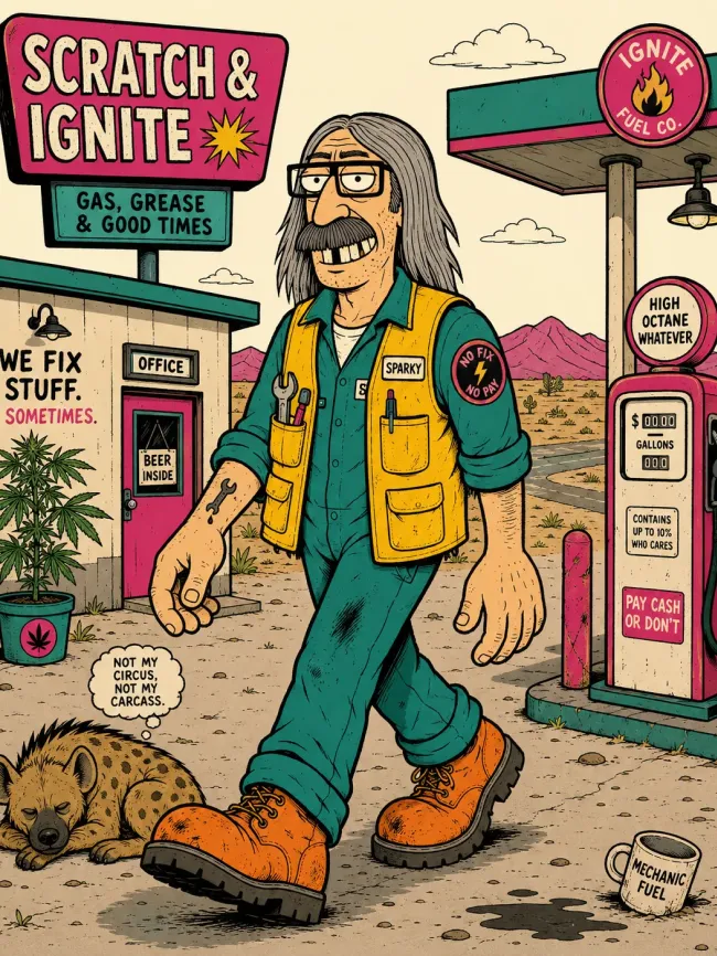 Deadpan cartoon character — example 2