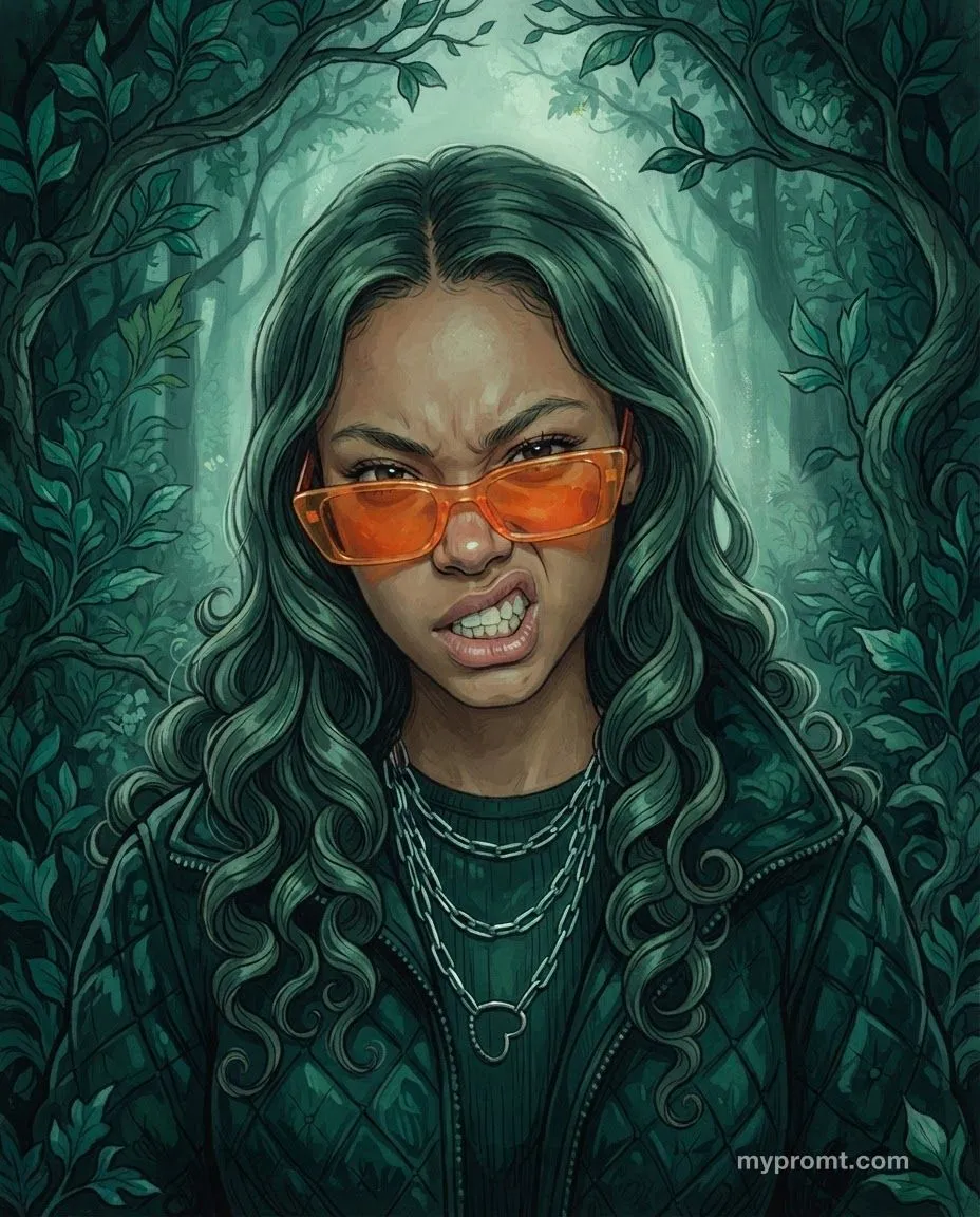 Emerald forest cel illustration — AI prompt result (after)