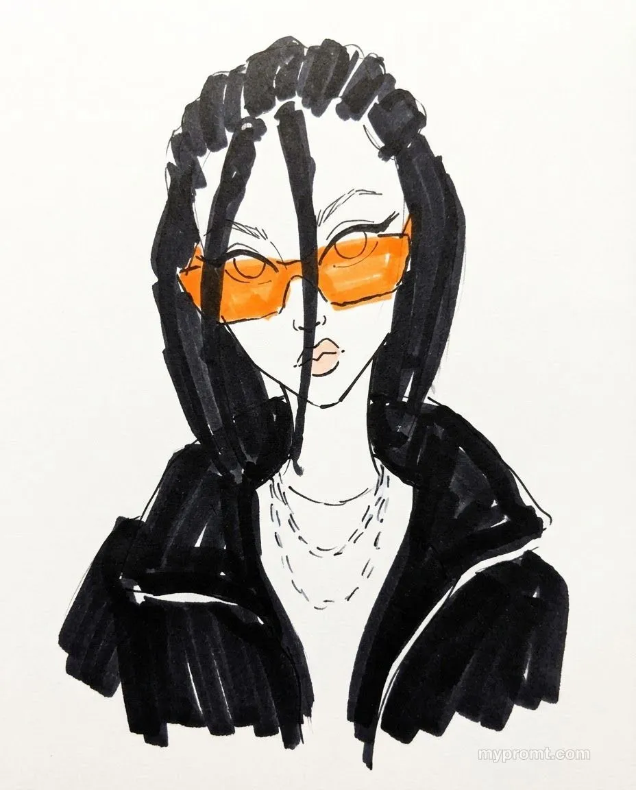 Fashion marker sketch — AI prompt result (after)