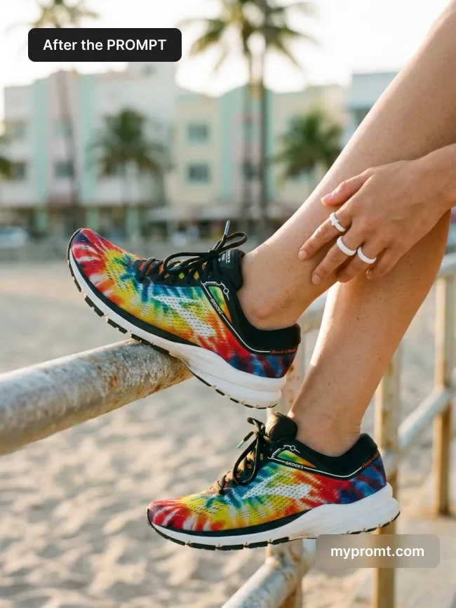 Film-look sneaker street style photo — AI prompt result (after)