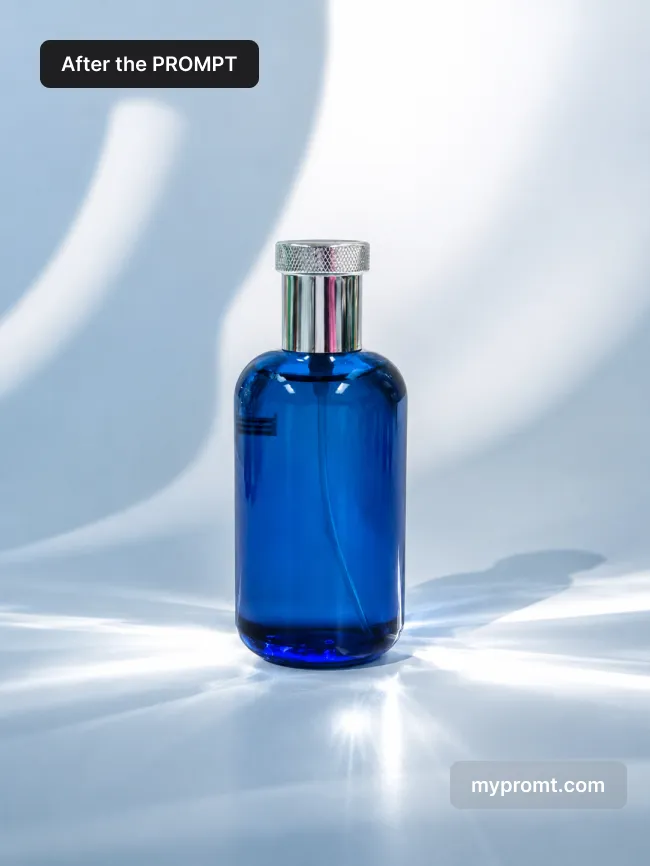 Luxury white studio shot with light caustics — AI prompt result (after)