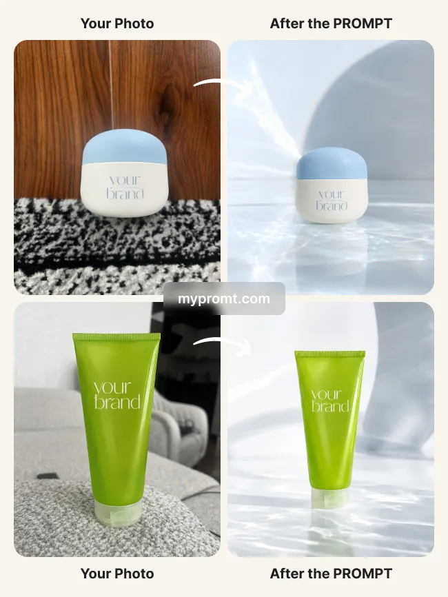 Luxury white studio shot with light caustics — example 2