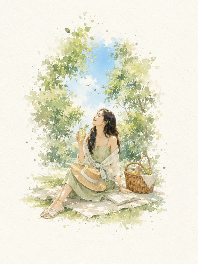 Minimalist watercolor illustration — example 3