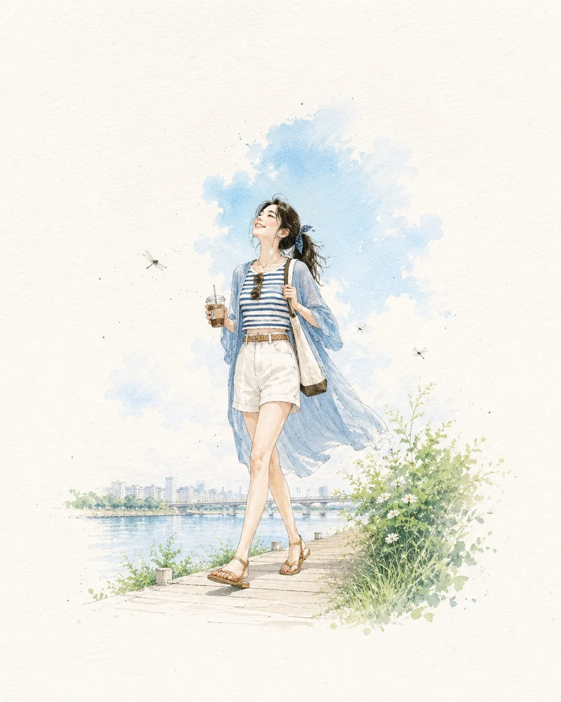 Minimalist watercolor illustration — example 4