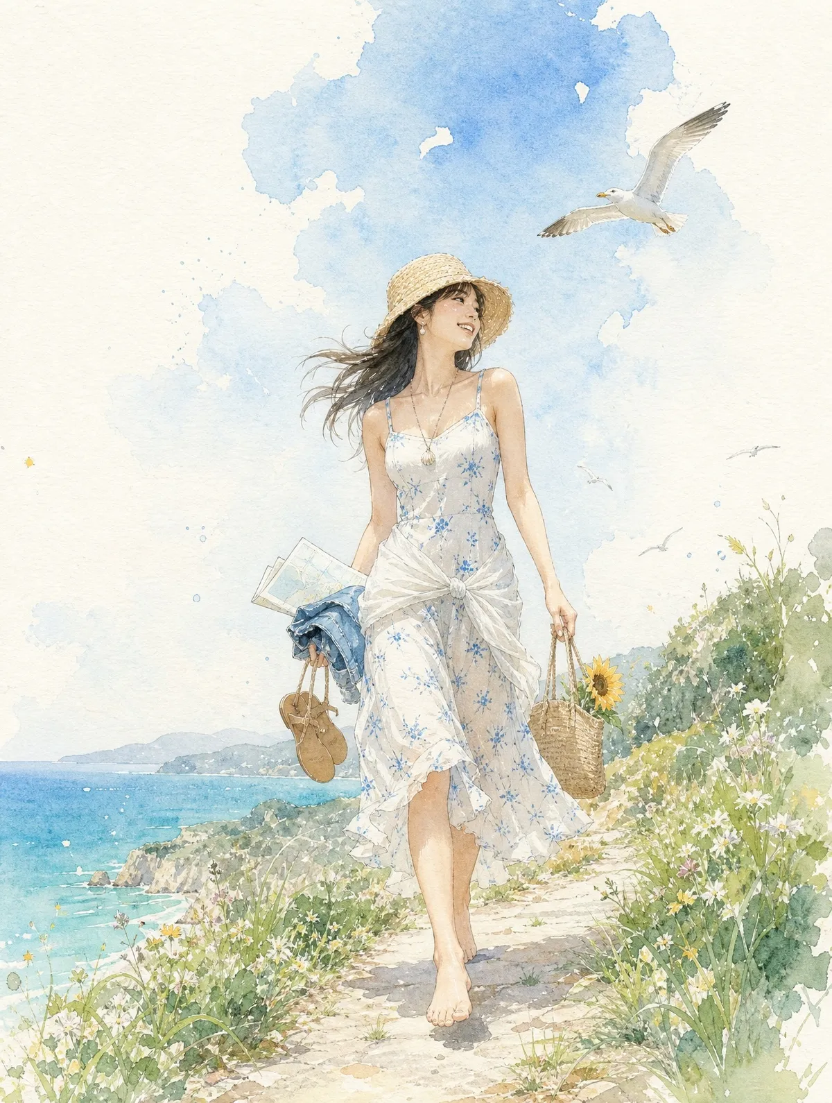 Minimalist watercolor illustration — example 5