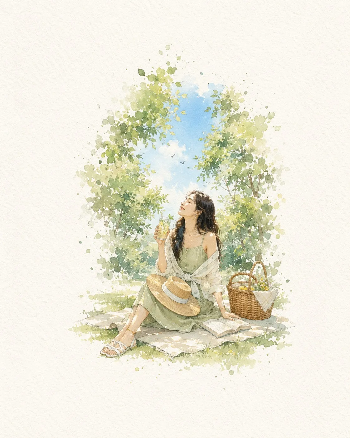 Minimalist watercolor illustration — example 6