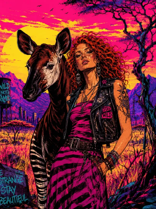 Neon comic editorial portrait — example 2