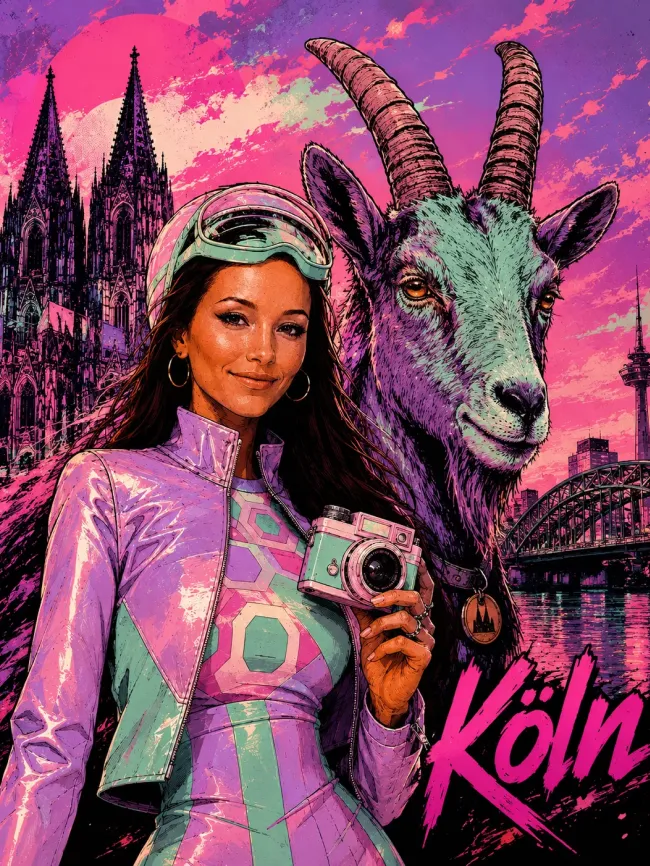 Neon comic editorial portrait — example 5
