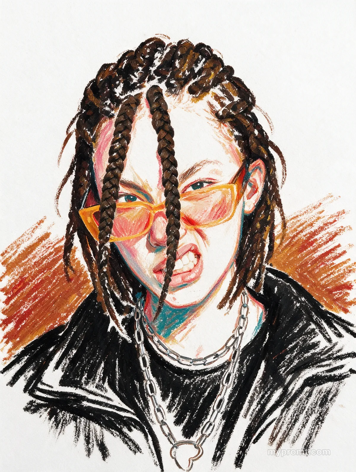 Oil crayon live sketch — AI prompt result (after)