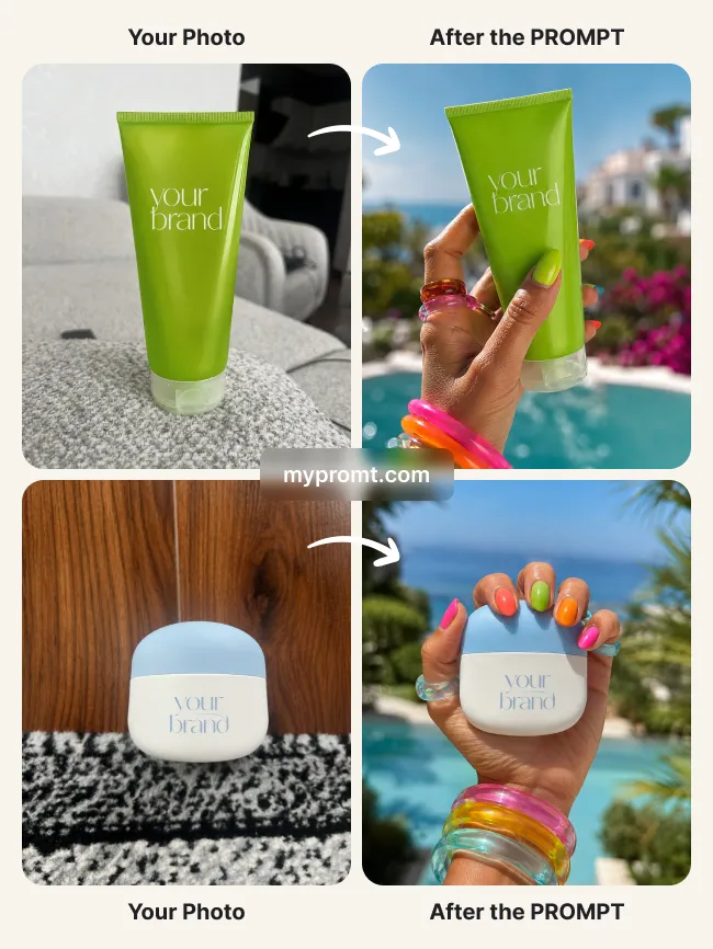 Poolside UGC photo with product in hand — example 2