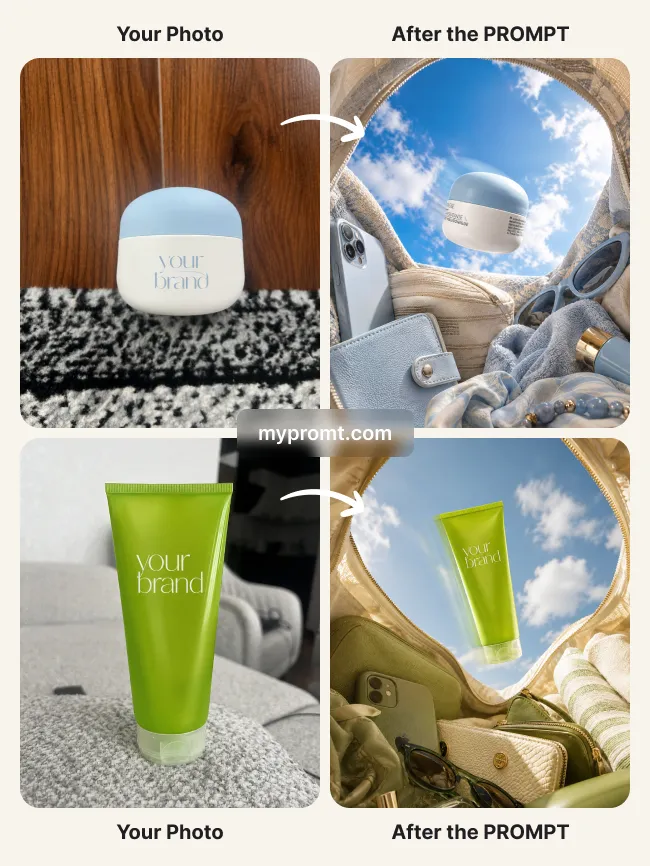 Product falling into a summer beach bag — example 2