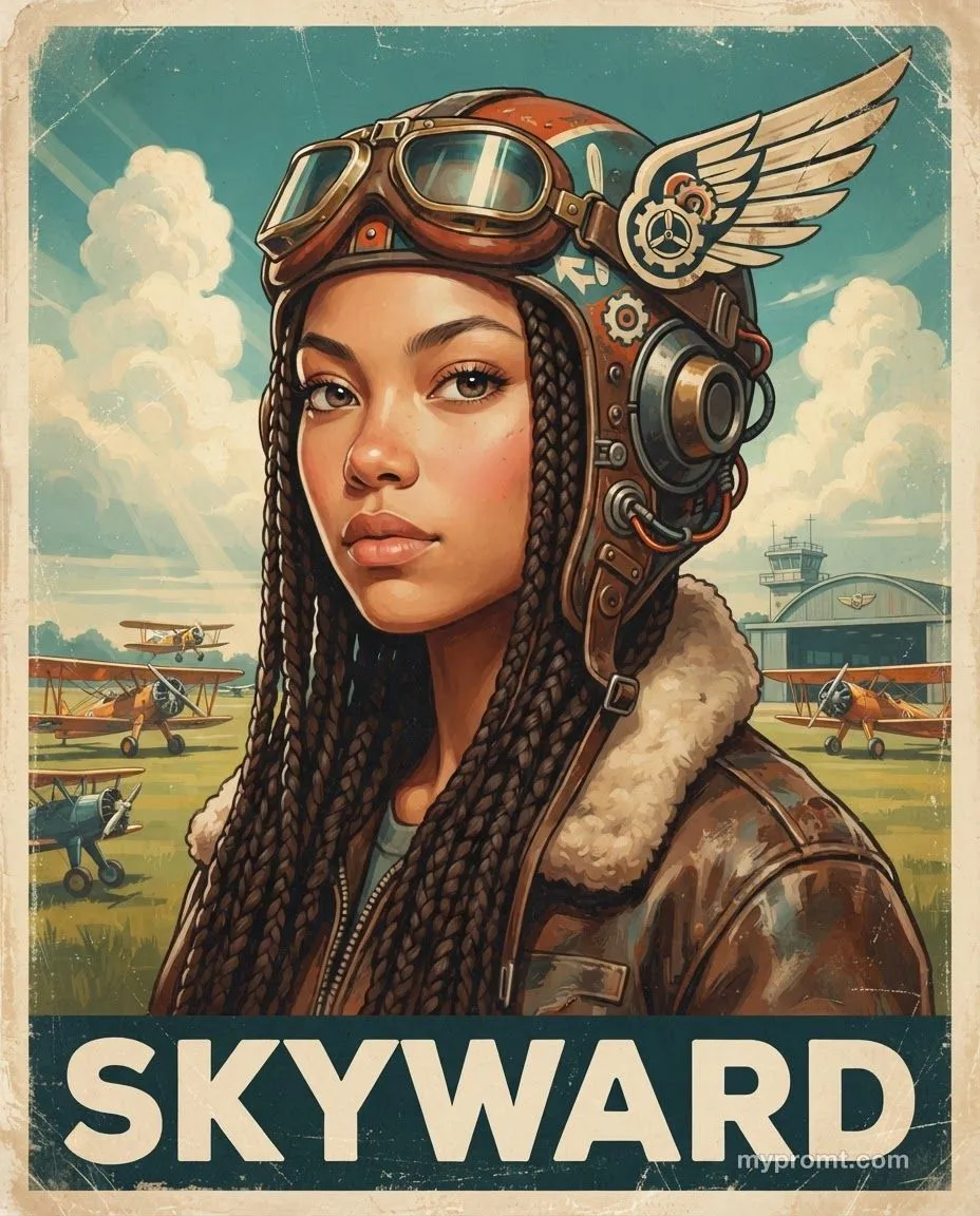 Retro aviation poster — AI prompt result (after)
