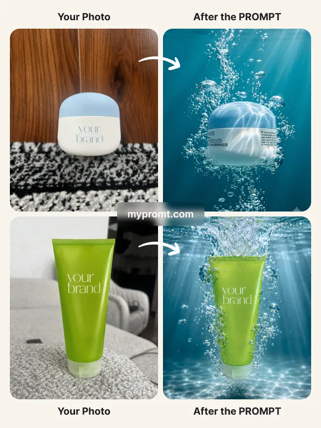 Underwater splash product commercial — example 2