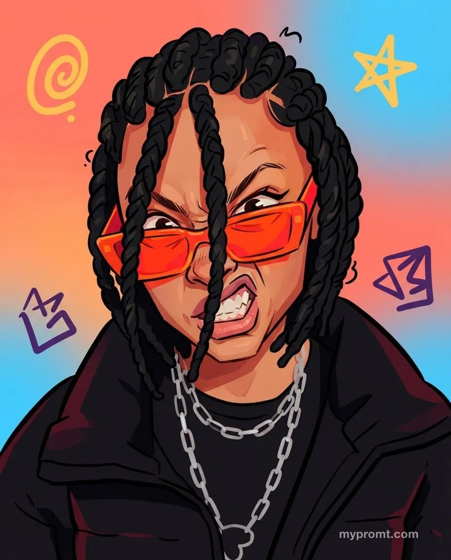 Vibrant flat caricature — AI prompt result (after)